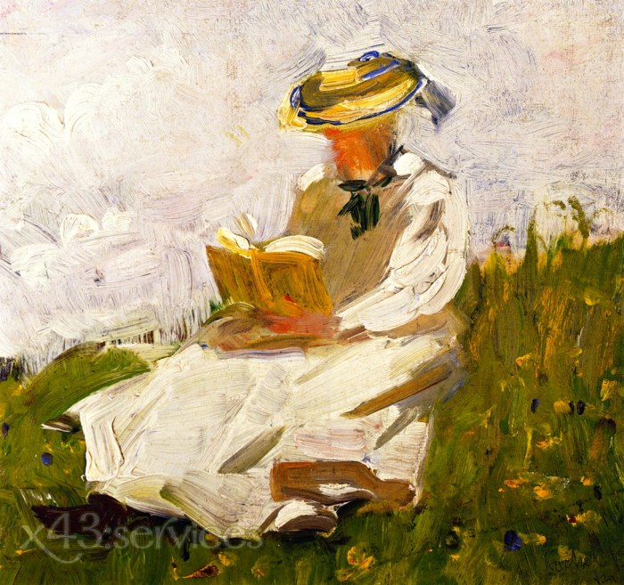 Franz Marc - Lesende Frau in Wiese - Woman Reading in a Meadow
